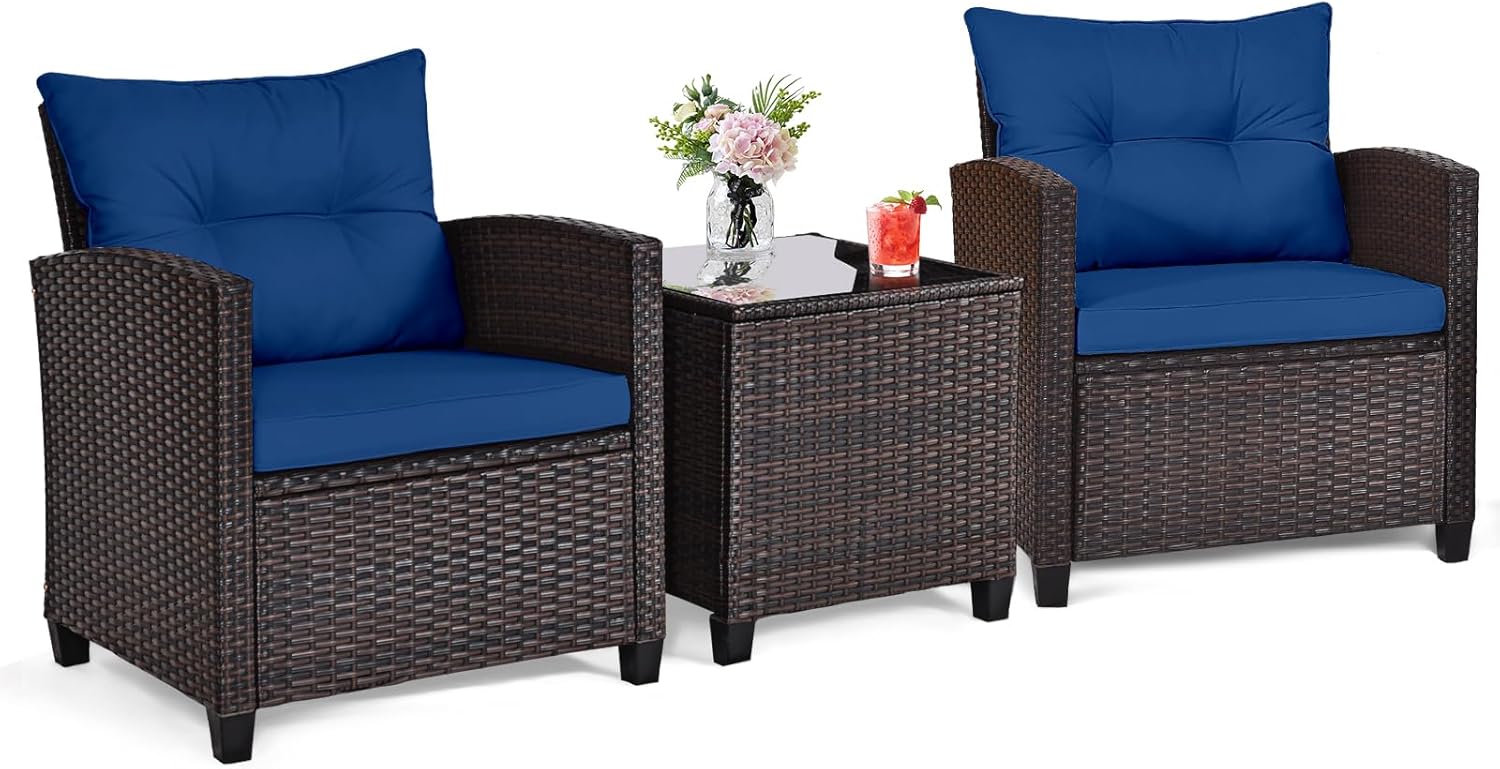 Outdoor Furniture Table And Chairs - Ensemble bistro d'extérieur 3 pièces en
