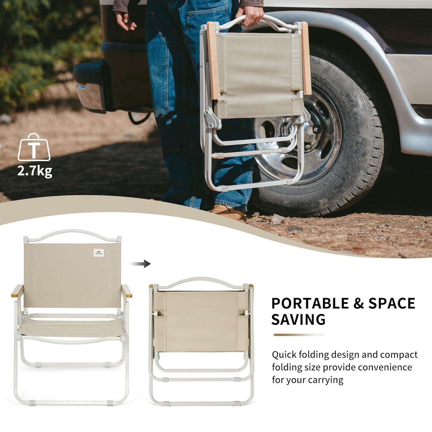 Chaise de camping portable Nat - Outdoor Furniture Used avis et prix